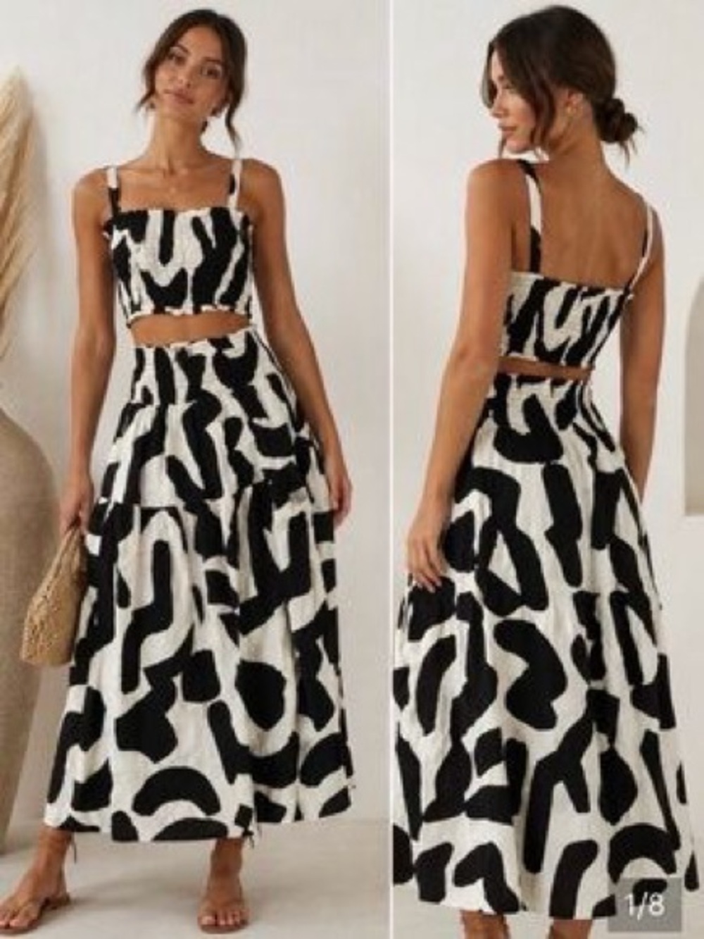 Black & White Abstract Maxi Skirt - Women Paper Heart